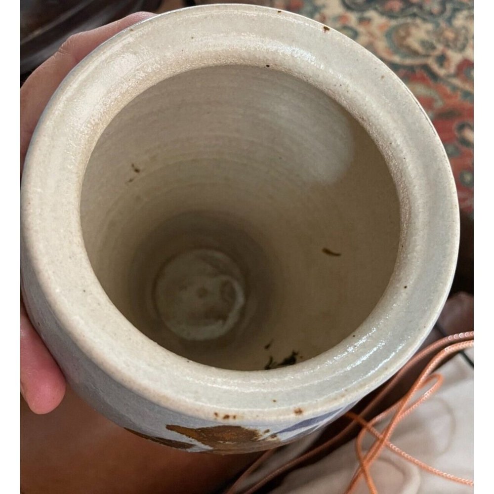 Studio Art Pottery Ceramic Flower VASE Bamboo Motif - Picture 3 of 5